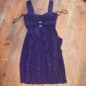 Betsy & Adam Elegant Purple Ruffle Dress
